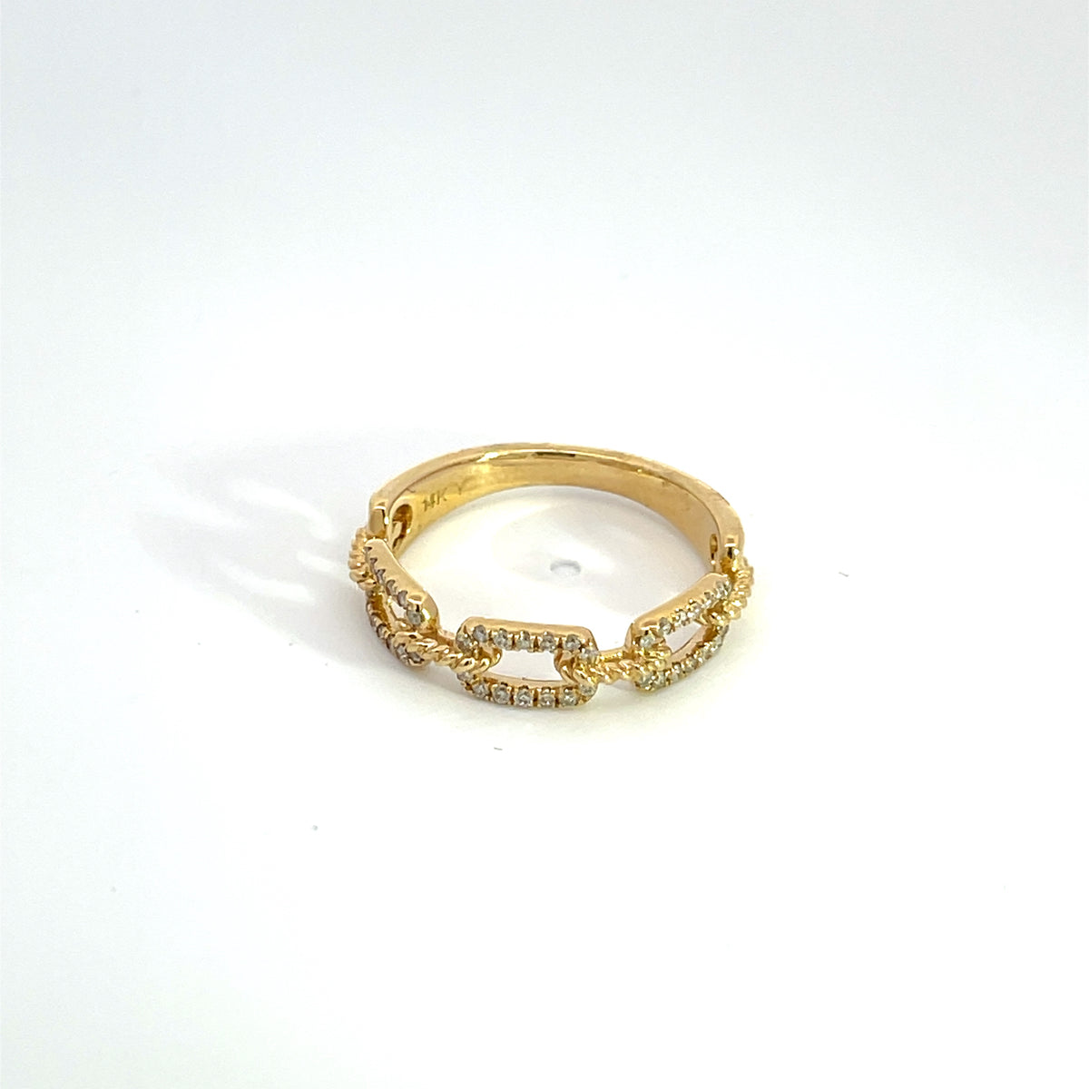 14k Solid Gold Diamond Chain Ring.