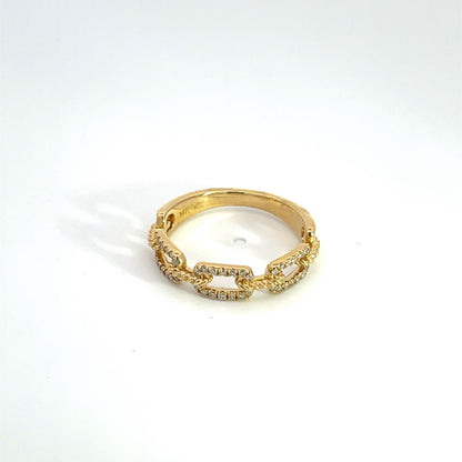 14k Solid Gold Diamond Chain Ring.