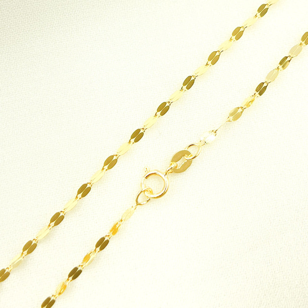 035FV10. 14K Solid Yellow Flat Marina Link Chain