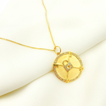 Load image into Gallery viewer, 14K Solid Gold Circle Lock and Key Pendant with Diamonds. GDP46
