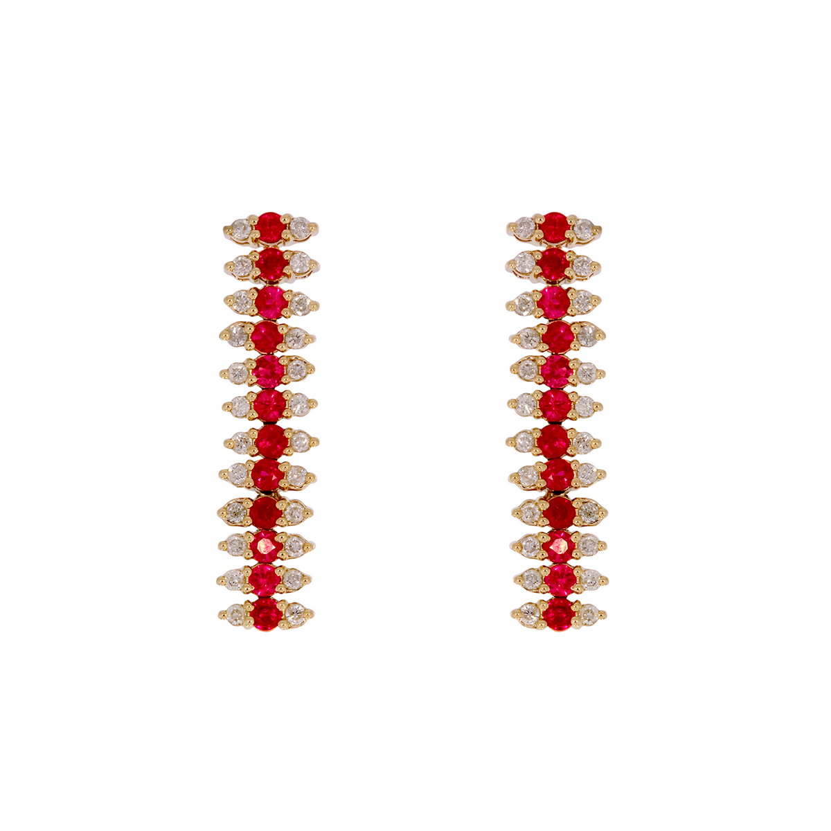 14k Solid Gold Diamonds & Gemstones Dangle Earrings