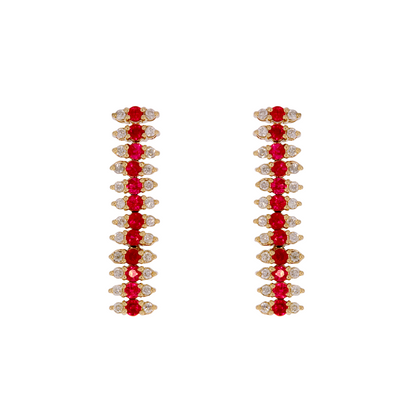 14k Solid Gold Diamonds & Gemstones Dangle Earrings
