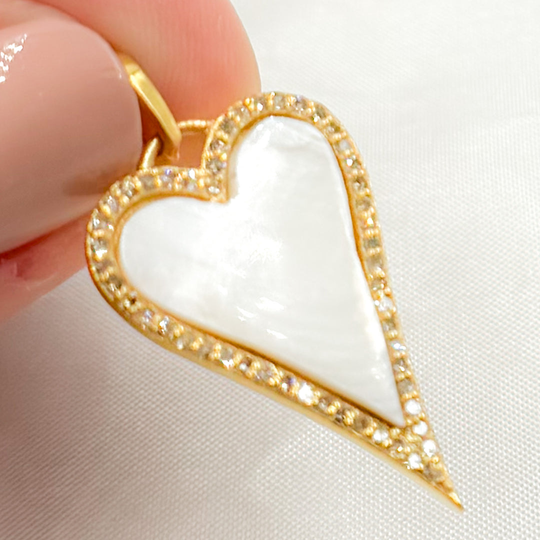 DP789. Diamond Sterling Silver Heart Stone Pendant