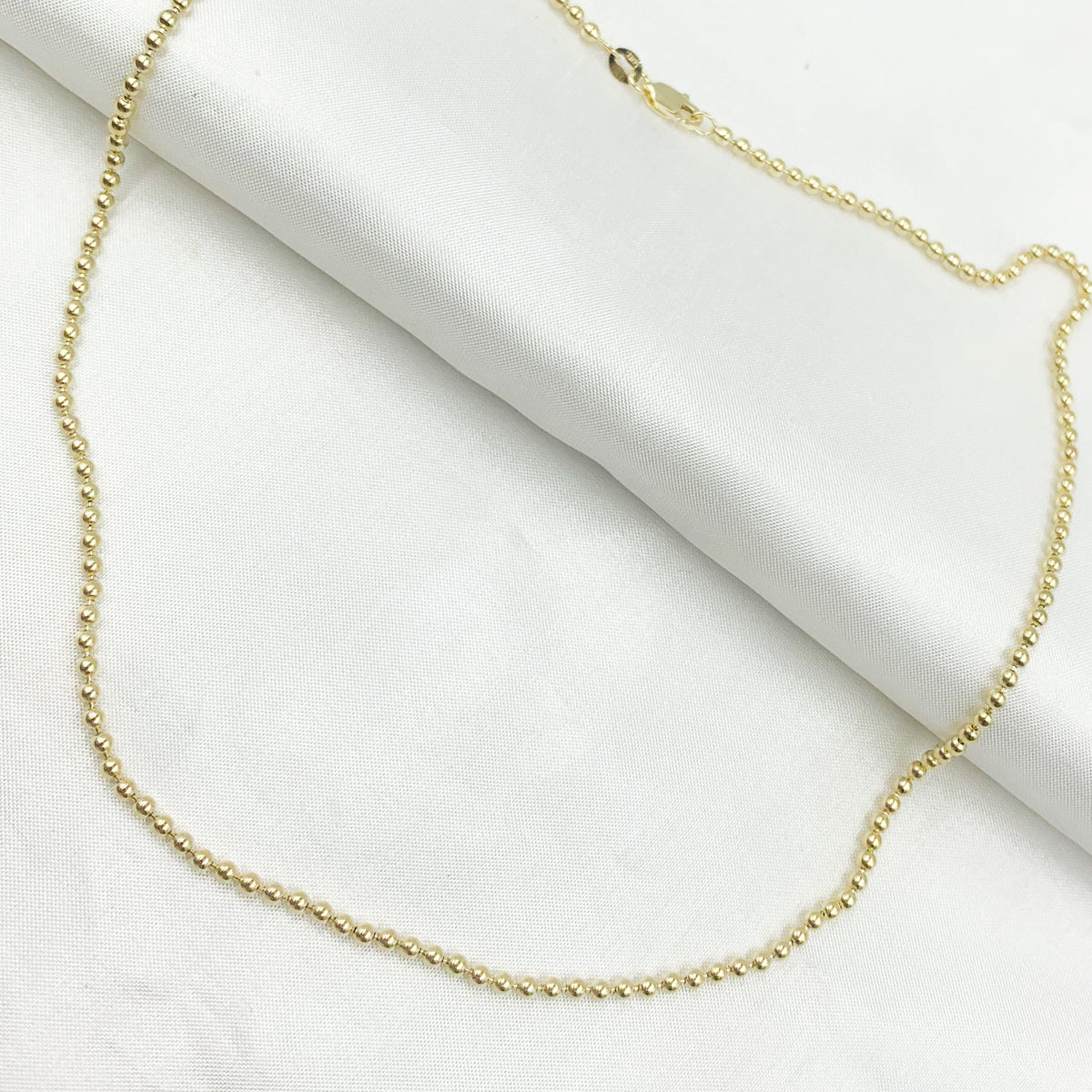 14K Solid Yellow Gold Ball Necklace