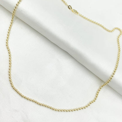 14K Solid Yellow Gold Ball Necklace