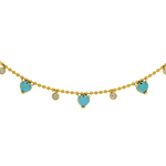 Load image into Gallery viewer, CN96312TQ5.14K Solid Gold Diamond and Gemstone Hearts Necklace