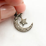 Load image into Gallery viewer, DC417. Diamond Sterling Silver Moon and Dangle Star Pendant
