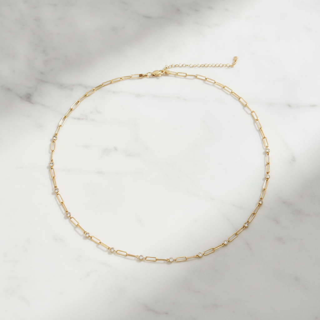 NFI72686. 14K Solid Gold Diamond Fancy Necklace