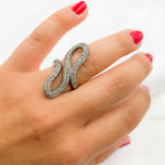 Load image into Gallery viewer, DR09. Diamond Black Rhodium Sterling Silver Organic Shape Ring
