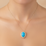 Load image into Gallery viewer, CP96889TQ15X11. 18K Solid Gold Diamond and Turquoise Pendant