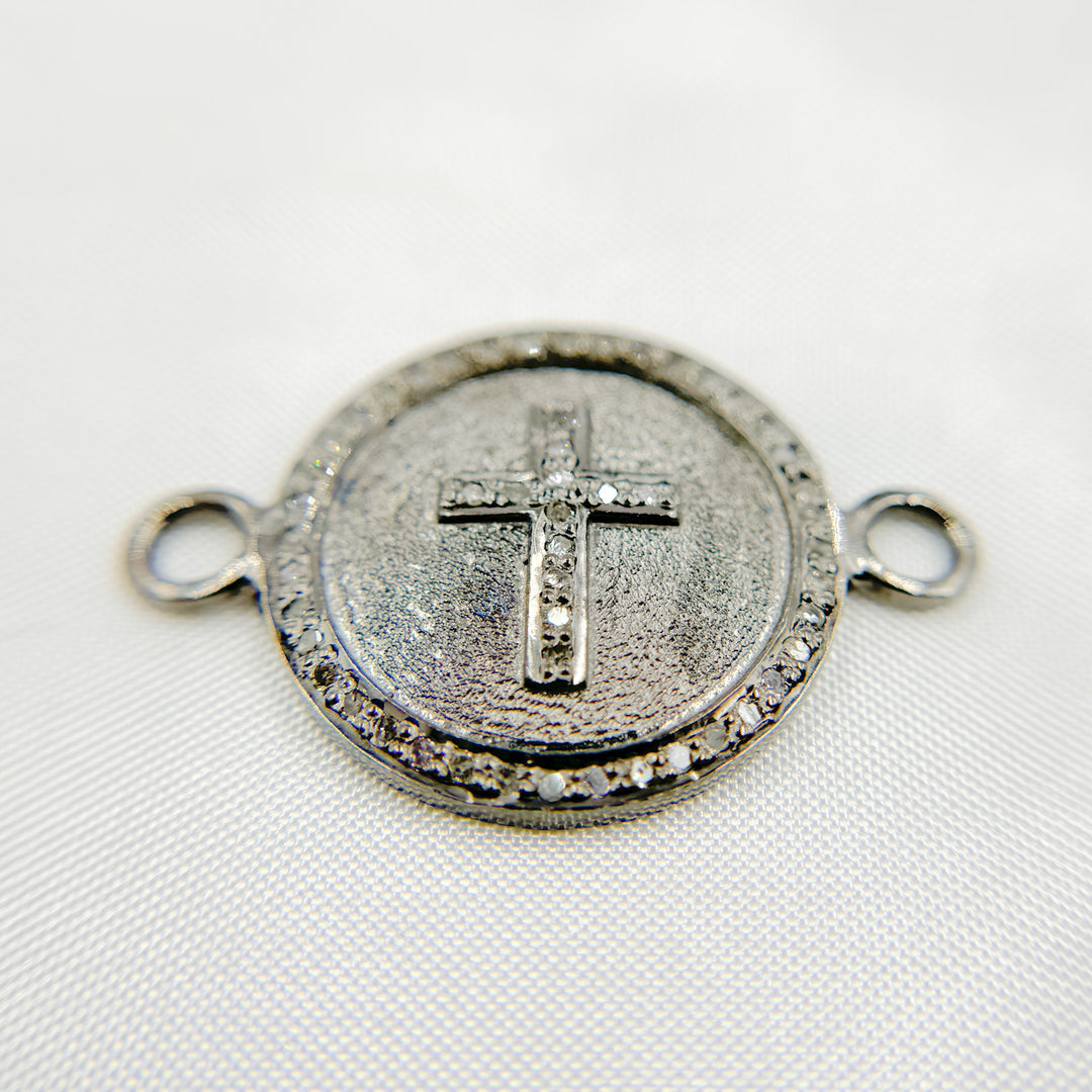 DC548. Diamond Sterling Silver Round Cross Connector