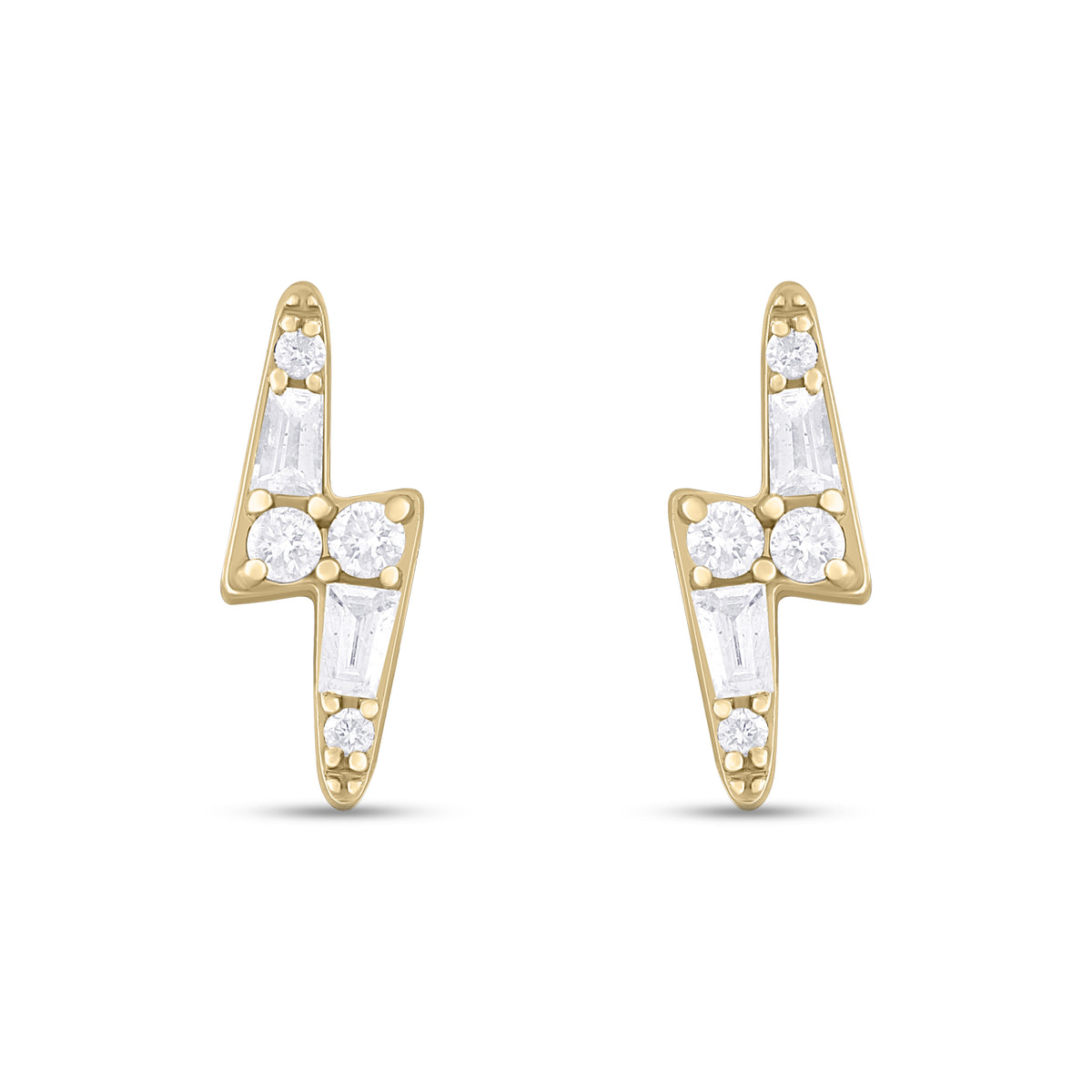14K Solid Gold Diamond Ray Studs
