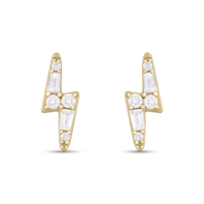 14K Solid Gold Diamond Ray Studs