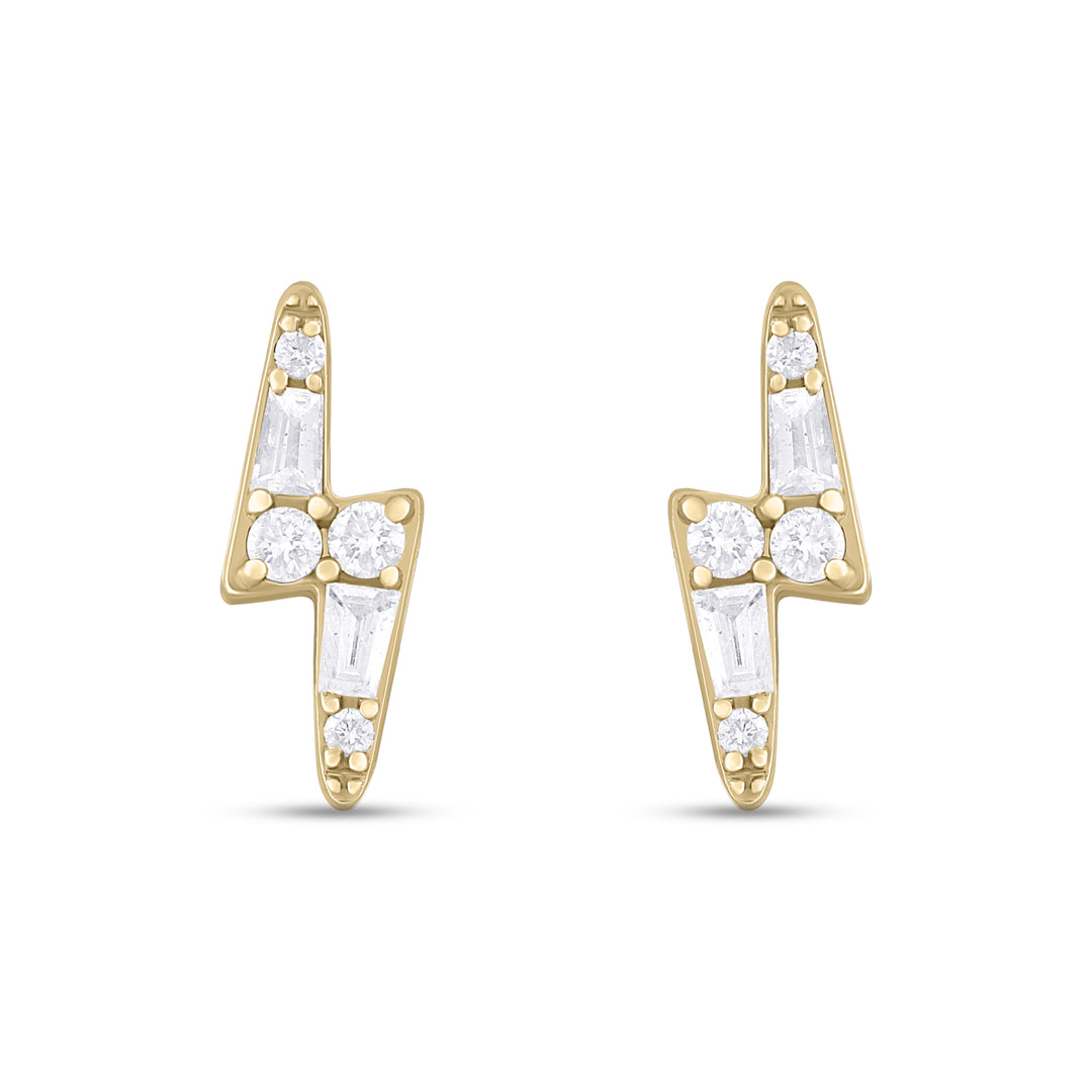 ER421141. 14K Solid Gold Diamond Ray Studs