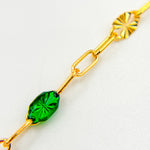 Load image into Gallery viewer, V295GRGF. 14K Gold Filled Green Color Enamel with Paperclip and Diamond Cut Marina Links