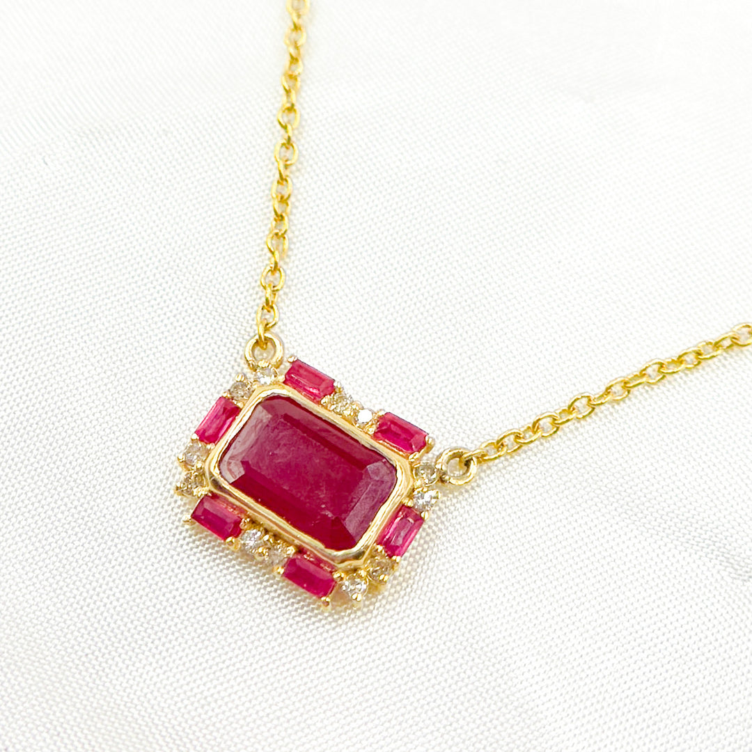 14K Solid Gold Diamond and Gemstone Necklace. GDP588