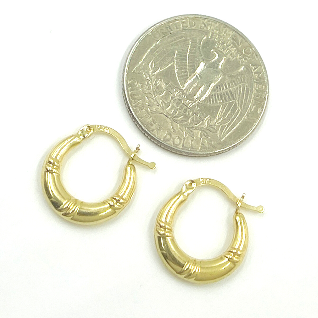 GER140. 14K Solid Gold Chunky Hoop