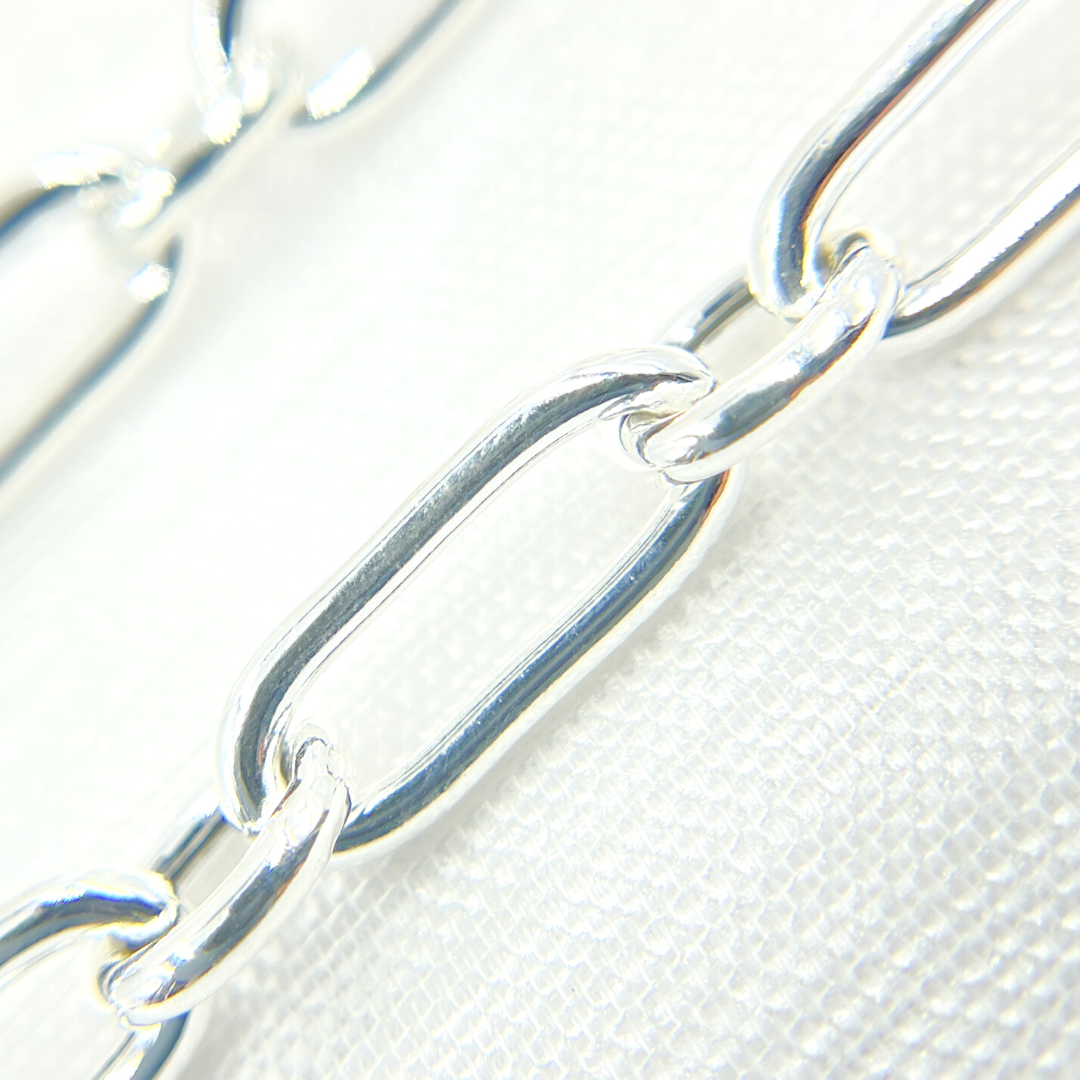 925 Sterling Silver Hollow Smooth Paperclip Long & Short Link Chain. V202SS