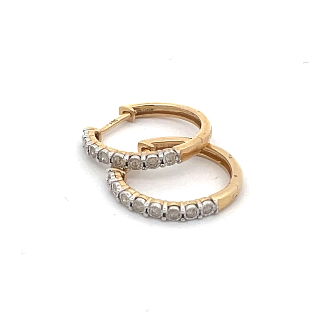 EHC56424. 14k Solid Yellow Gold Diamond Hoops