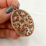 Load image into Gallery viewer, DP246. Diamond Sterling Silver Oval Star Pendant with Gemstone
