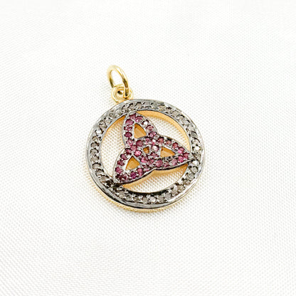 Silver Round Celtic Trinity Knot Pendant with Gemstone