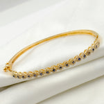 Load image into Gallery viewer, 14K Solid Gold Bangle with Diamonds and Stones. KG248
