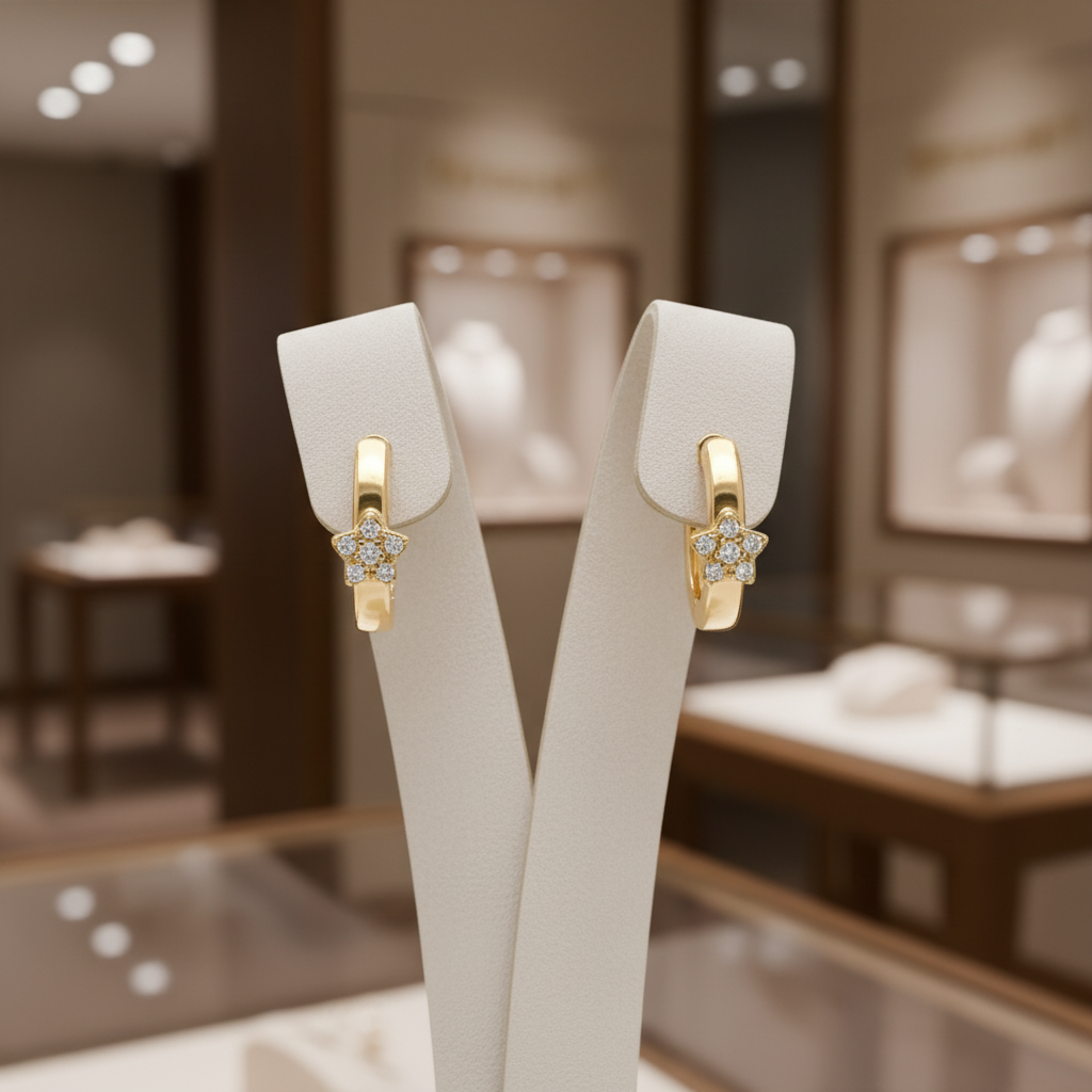 EHA57622. 14k Solid Gold Diamond Flower Stud Earrings