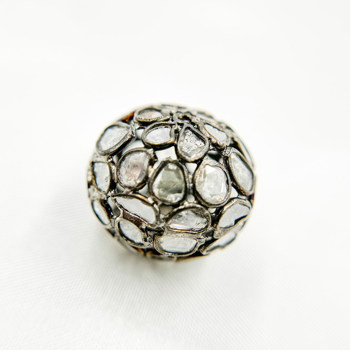 DC809. Diamond & Sterling Silver Round Bead