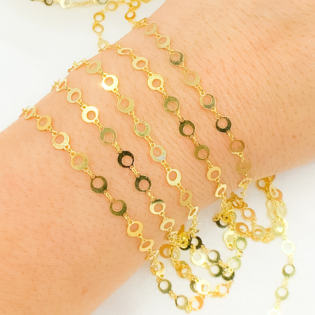 Gold Plated 925 Sterling Silver Circle Link Chains
