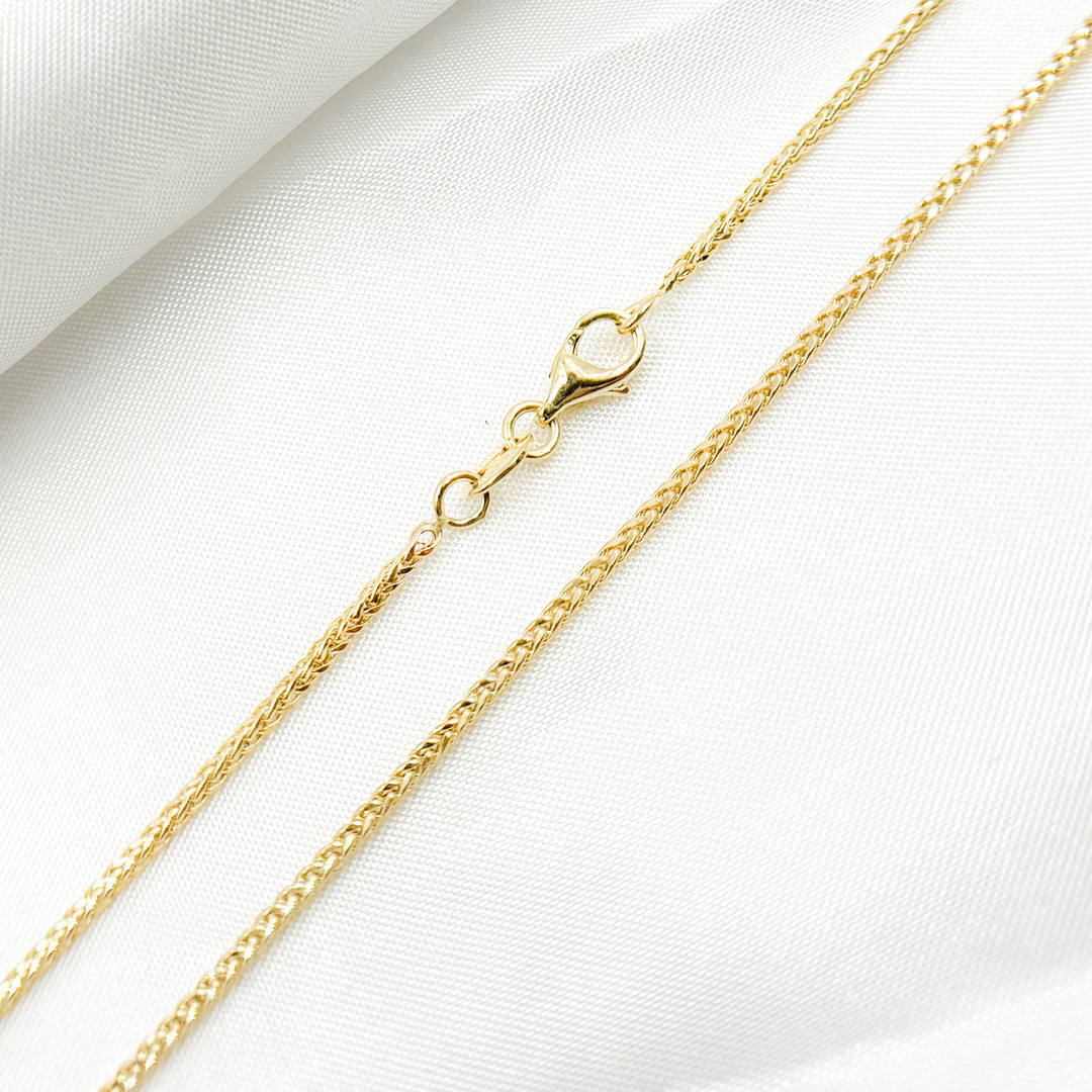 14KWC. 14K Solid Gold Wheat Chain