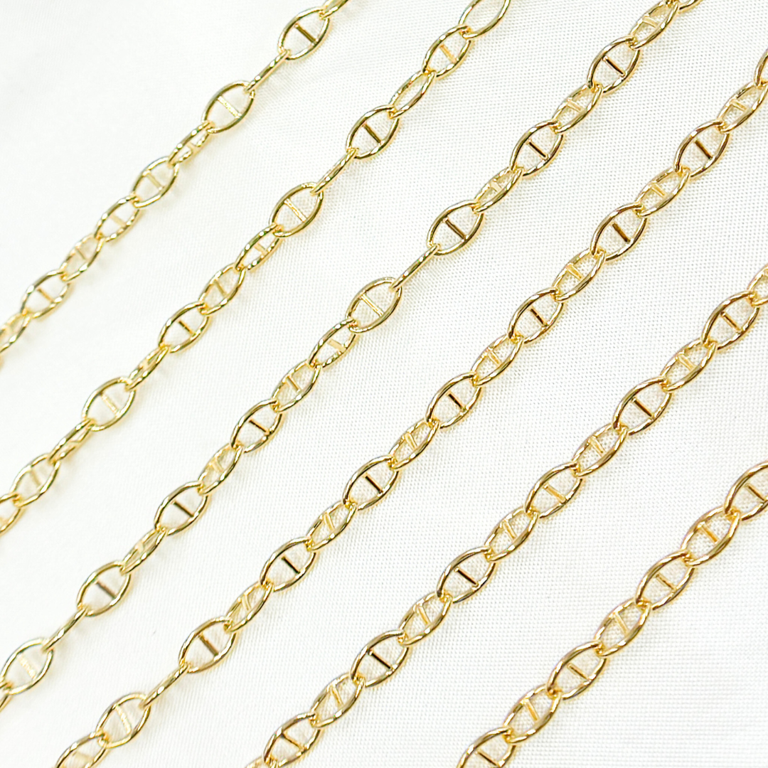 Gold Plated 925 Sterling Silver Smooth Marina Link Chain