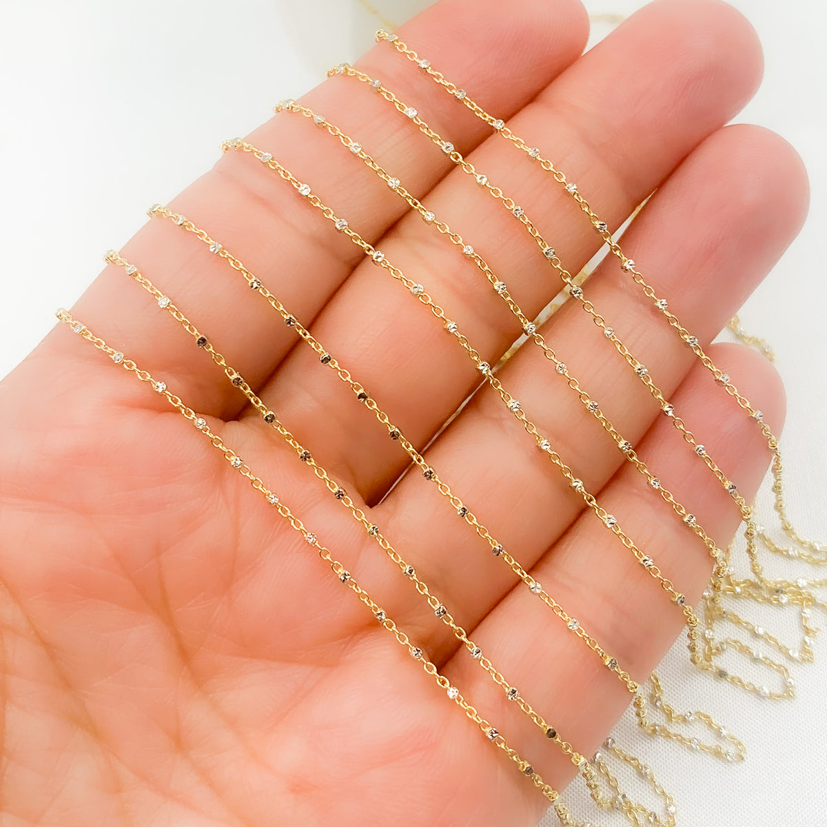 14K Solid Gold Satellite Chain
