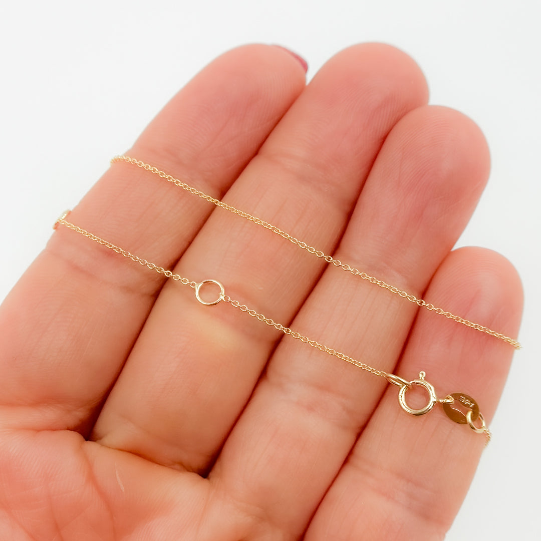 025R01LGJ08018K. 18K Solid Gold Cable Chain with Extender