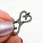 Load image into Gallery viewer, Pave Diamond &amp; 925 Sterling Silver Black Rhodium Bow Connector. DC187
