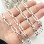 Load image into Gallery viewer, 925 Sterling Silver Hollow Smooth Paperclip Long &amp; Short Link Chain. V202SS
