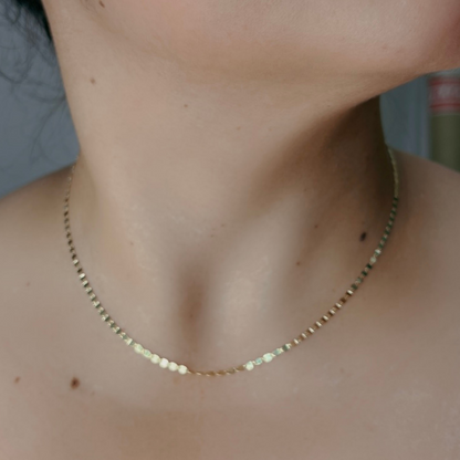 14K Solid Gold Mirror Marina Link Chain