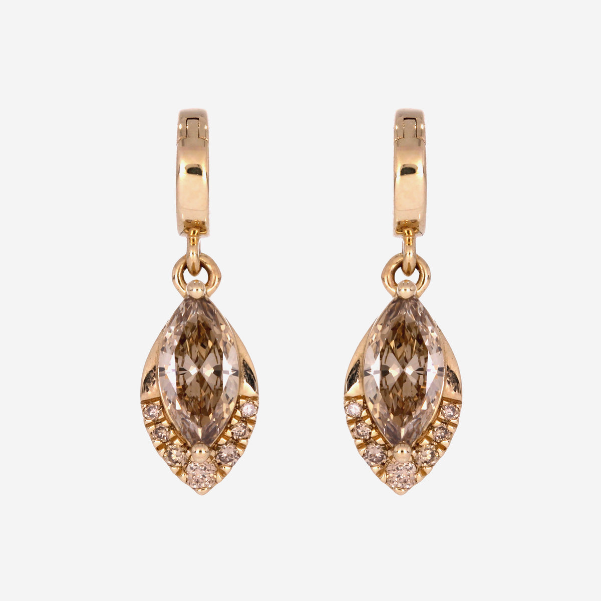 CMF00341C. 14K Solid Gold Champagne Diamond Marquise Charm