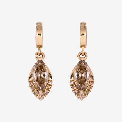 CMF00341C. 14K Solid Gold Champagne Diamond Marquise Charm