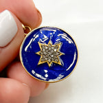 Load image into Gallery viewer, DP578A. Diamond Sterling Silver Round Star Enamel Pendant
