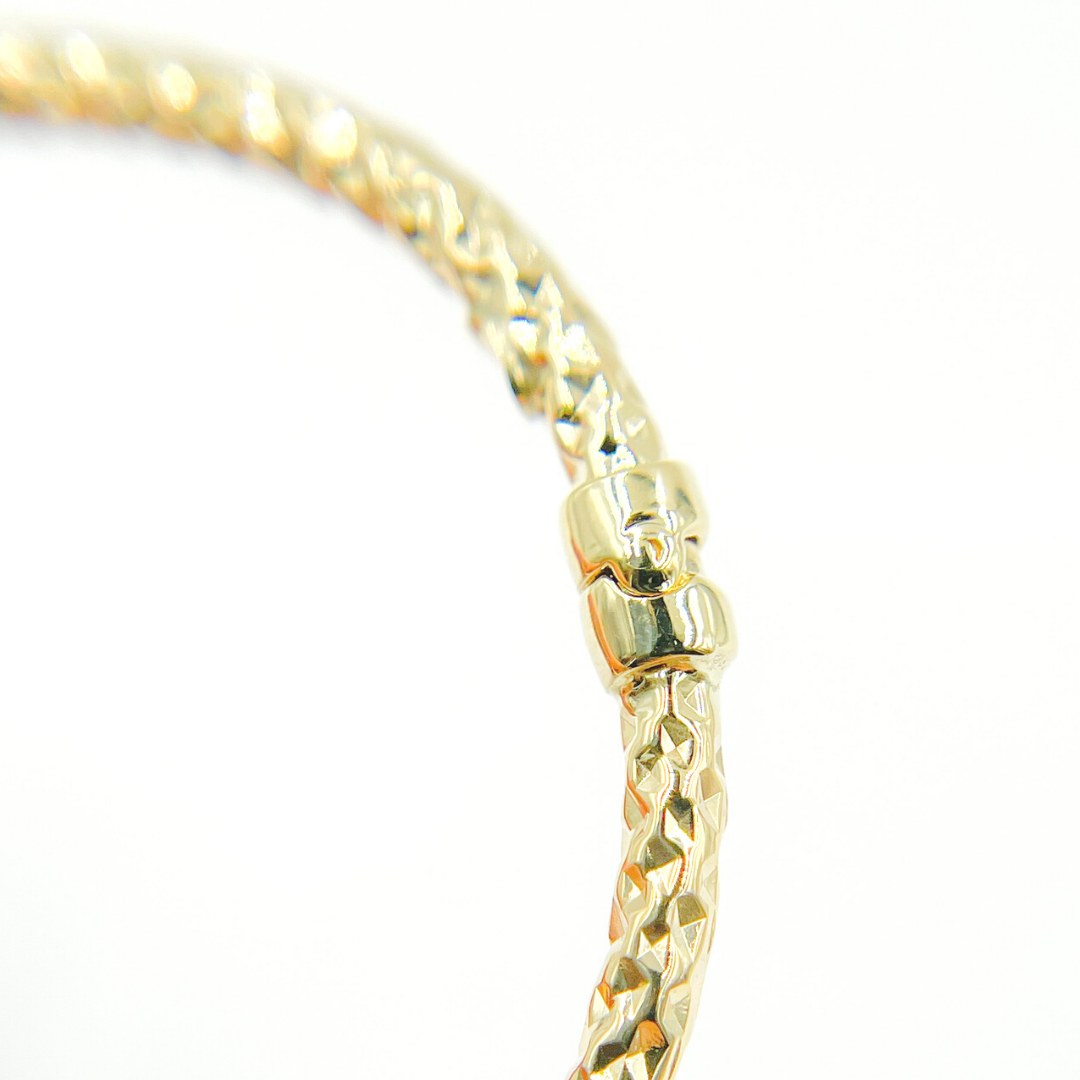 Bangle2. 14K Solid Gold Bangle Diamond Cut