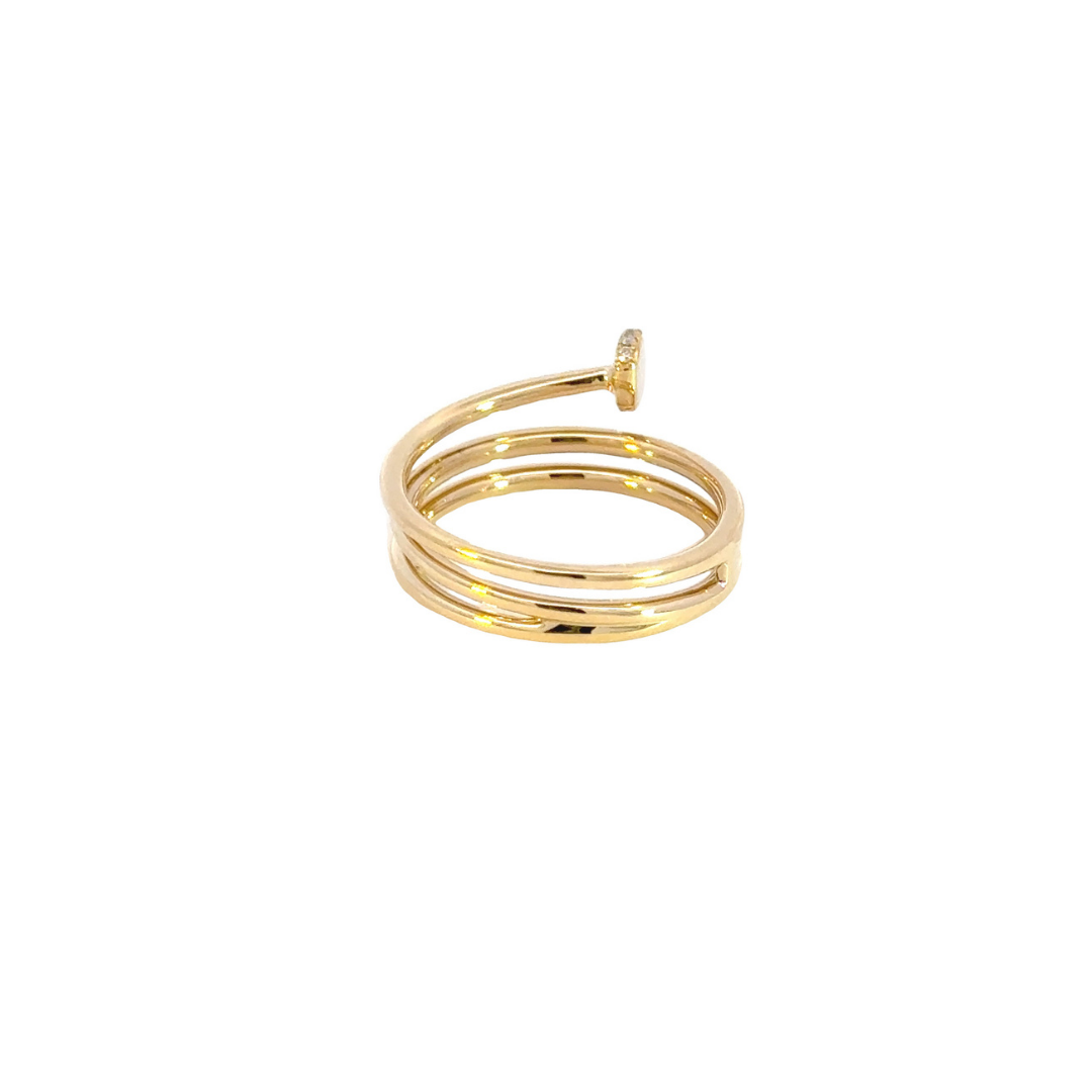 14K Solid Yellow Gold Diamond Sprial Ring. RFA18091