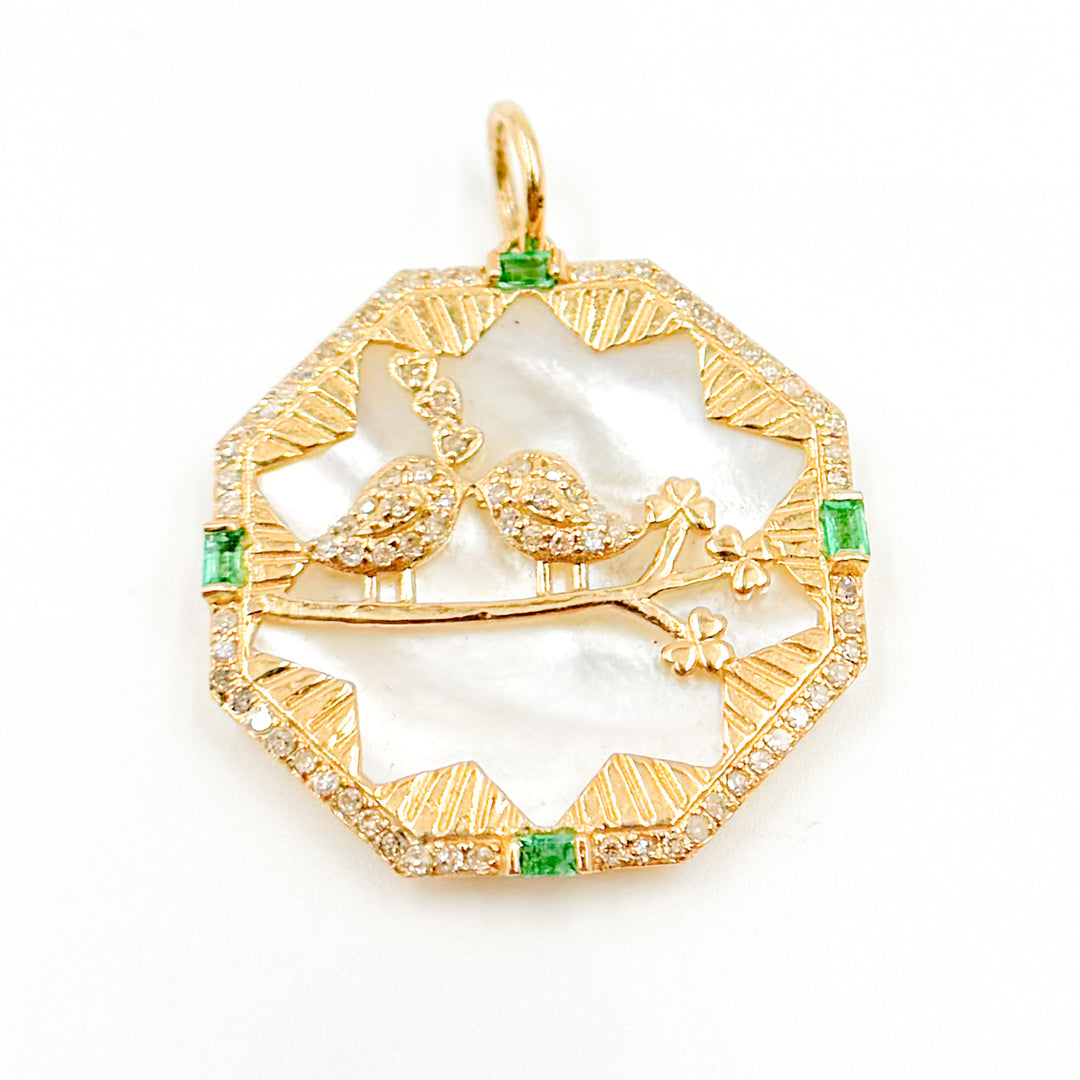 Buy Gold Octagon Birds Pendant