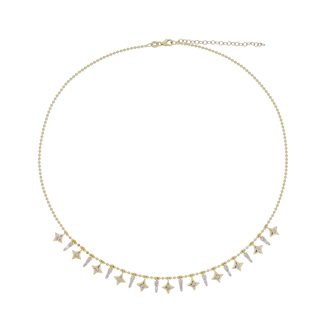 14K Solid Gold Diamond Necklace. NFK71704
