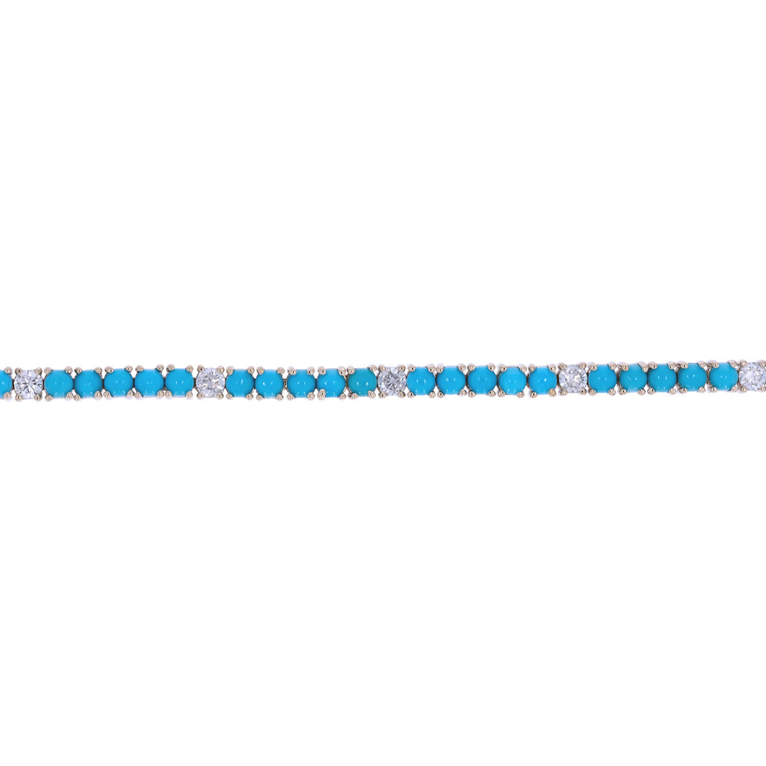 BTI65402TQ. 14K Solid Gold Diamond and Turquoise Bracelet