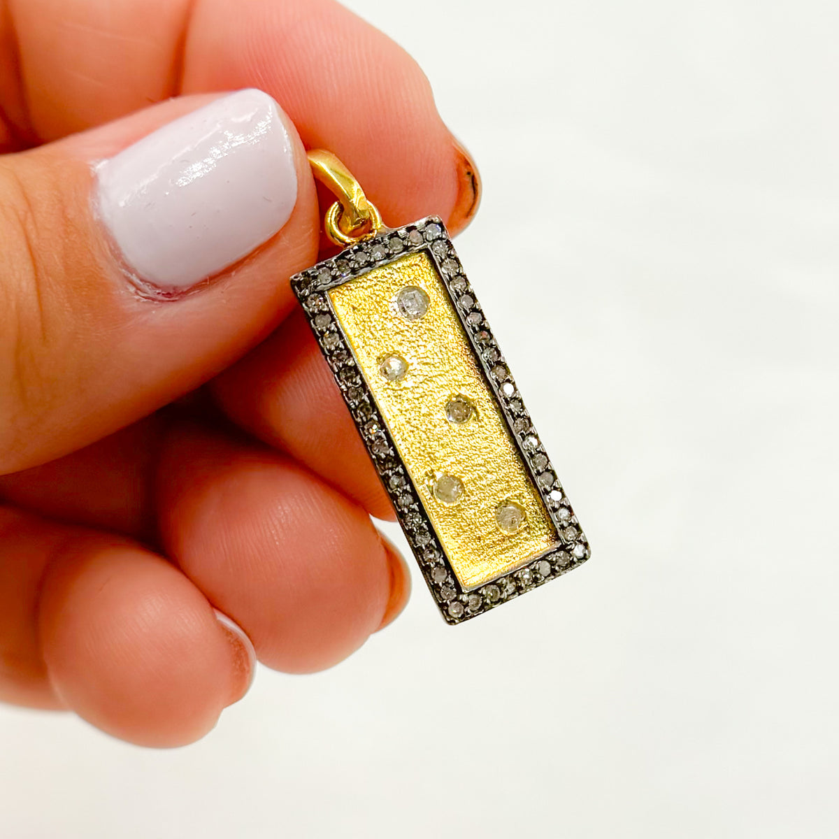 DP323. Diamond & Sterling Silver Rectangle Pendant