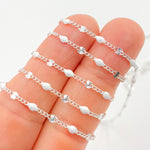 Load image into Gallery viewer, Buy Sterling Silver White Color Enamel  Marina Link Chain
