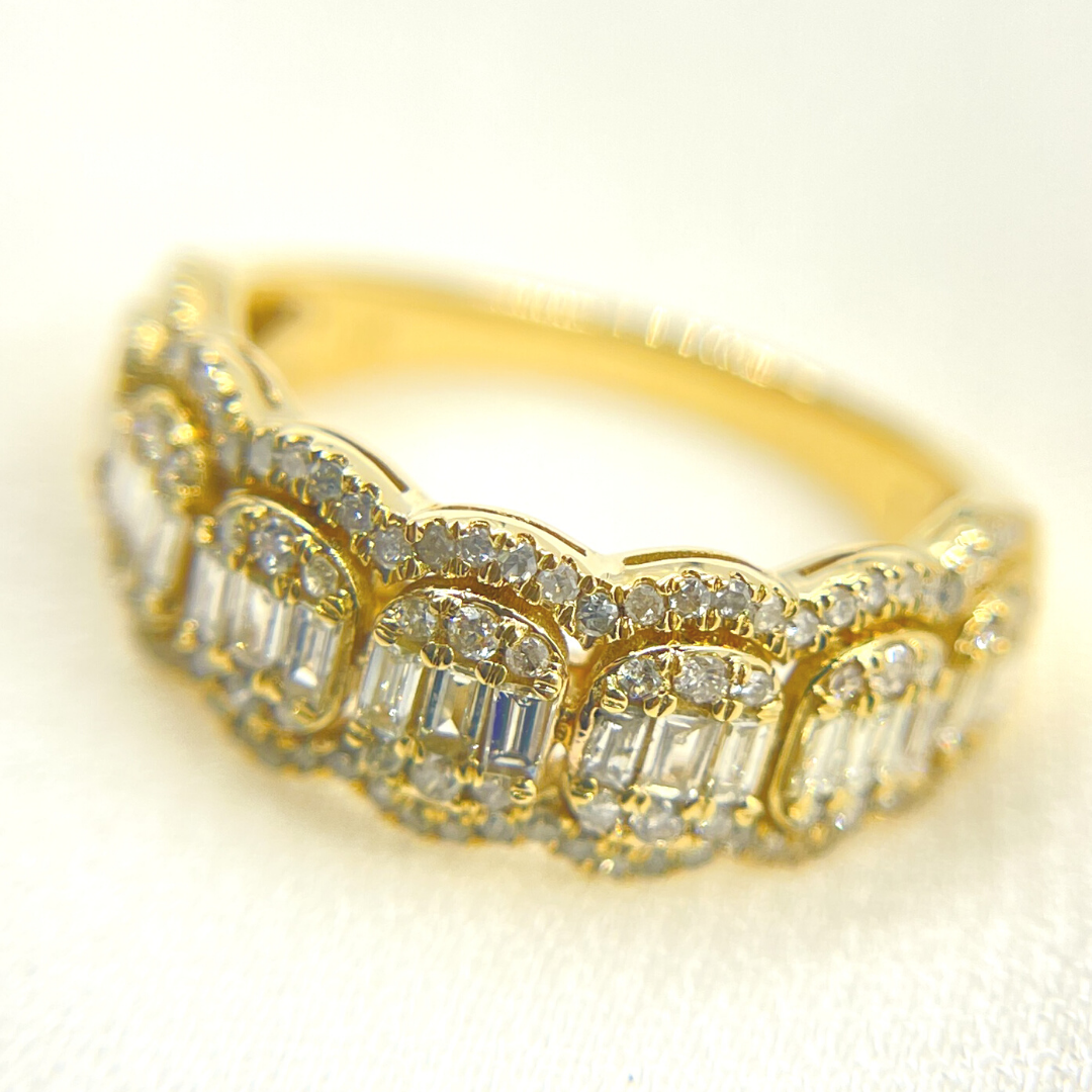 14K Solid Yellow Gold Diamond Band Ring. RAK01367