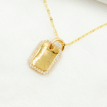 Load image into Gallery viewer, 14K Solid Gold Rectangle Charm with Diamonds. PFC32664Y
