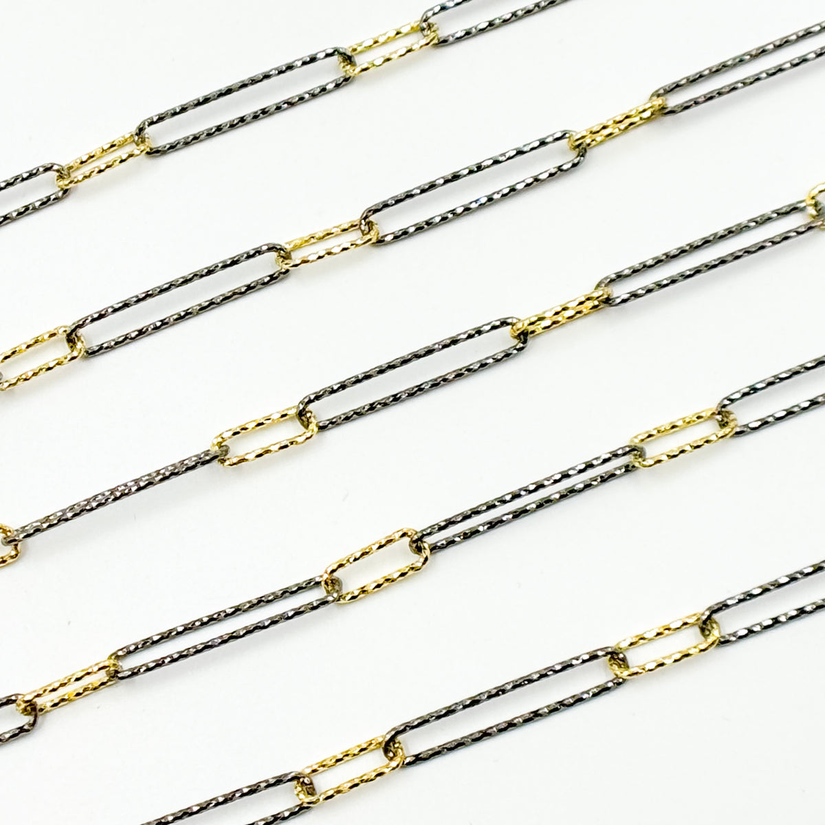 Buy Now Sterling Silver Two Tone Diamond Cut Paperclip Chain
