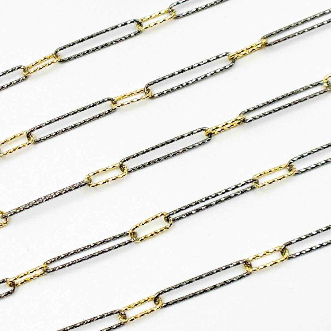 Buy Now Sterling Silver Two Tone Diamond Cut Paperclip Chain
